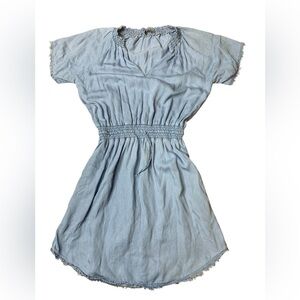 💜 DEX Light Blue 100% Tencel Smocked Waist Mini Dress S